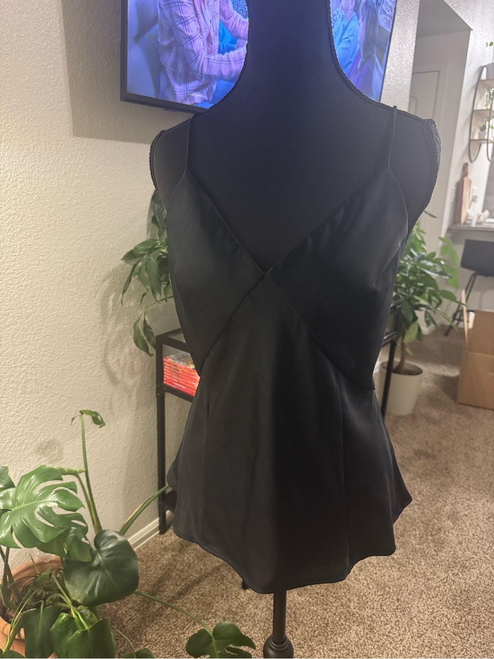 a new day Black Satin V-Back Cami